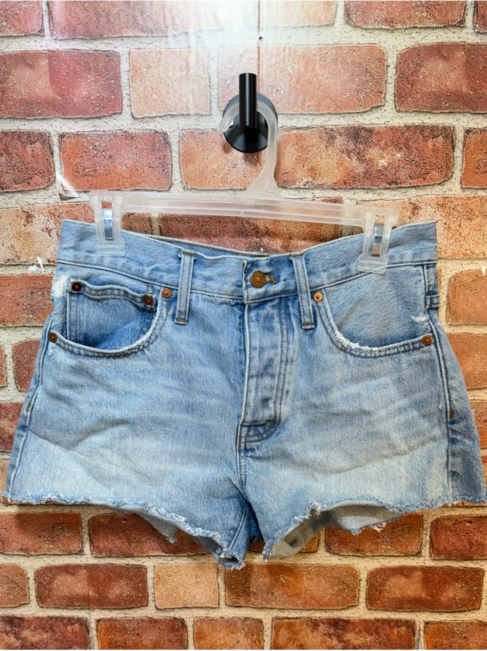 Madewell high waist button fly Classic Light Blue short Denim Cutoff Shorts sz25